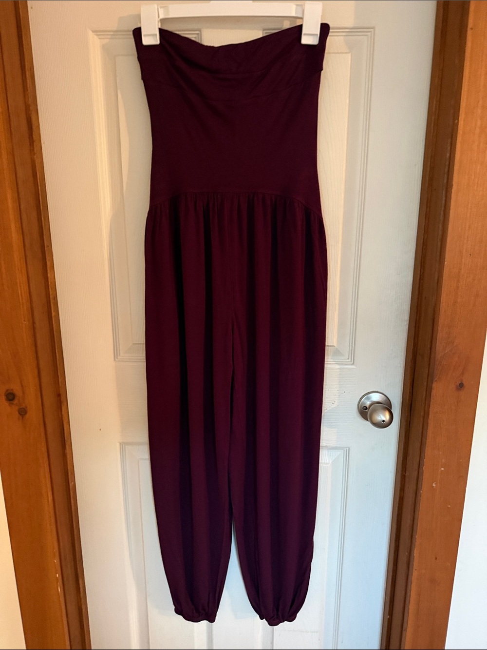 Strapless Maroon Harem Jumpsuit